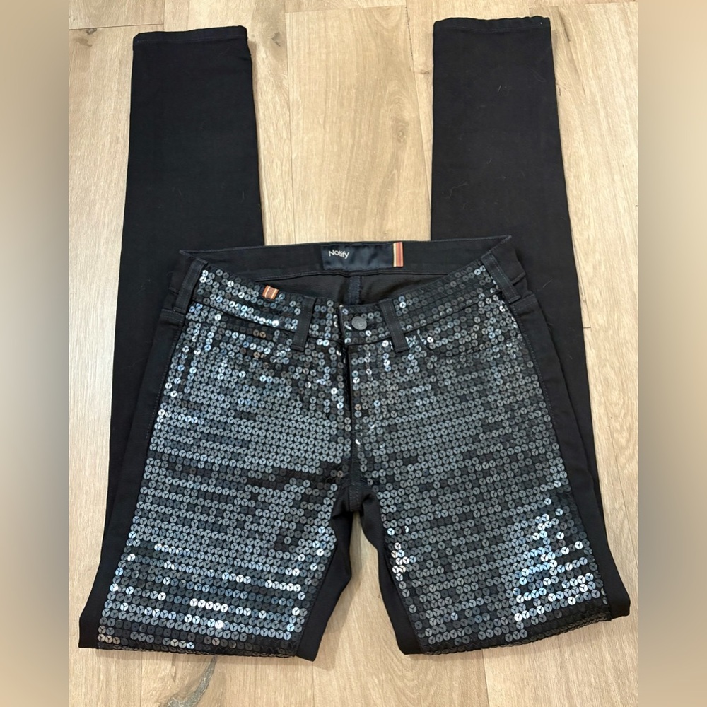 Women's Notify Sequined Front Black Skinny Jeans - Size 27 (Made in Italy)